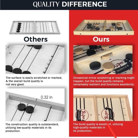 Wooden Sling Puck Board Game – Fast Paced Table Hockey Family Gift - Picture 4 of 7